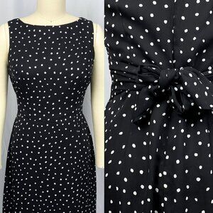 Vintage Y2K Virgo tie-back sleeveless black spotted dotty maxi dress medium